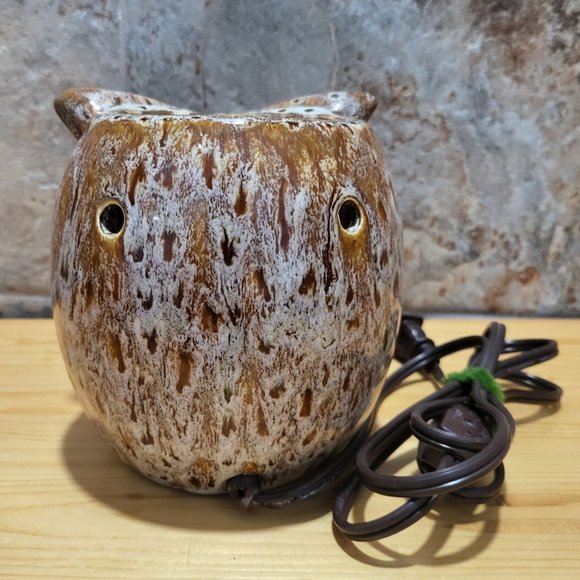 Intertek Ceramic Owl Electric Wax Warmer Brown Glazed Missing Top - Picture 2 of 12